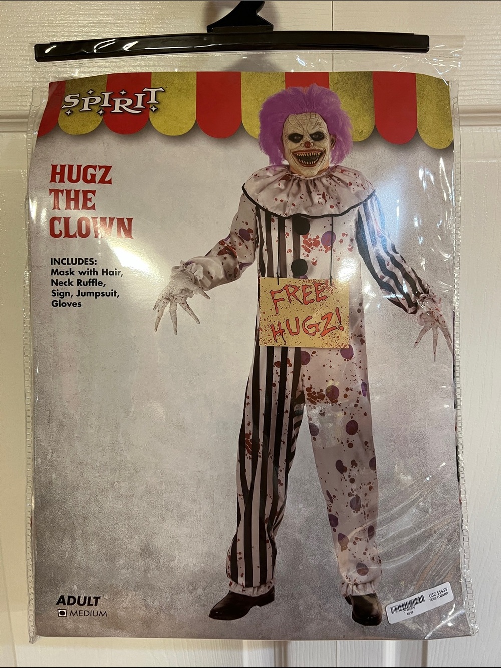 Spirit Adult Clown Costume Medium — White, Black & Purple